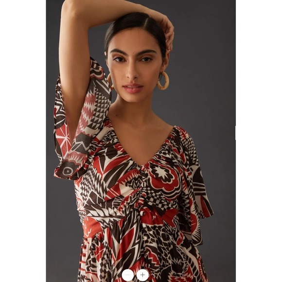 Anthropologie By Anthropologie Tiered Maxi Dress Open Back Boho Plus Size 3x - Picture 7 of 16